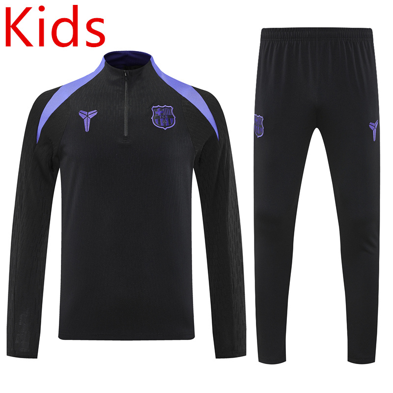 2025-2026 Barcelona Black Kids/Youth Soccer Tracksuit-7411