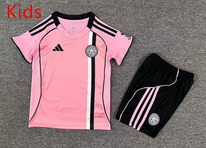 2025-2026 Leicester City 2nd Away Pink Kids/Youth Soccer Uniform-7809