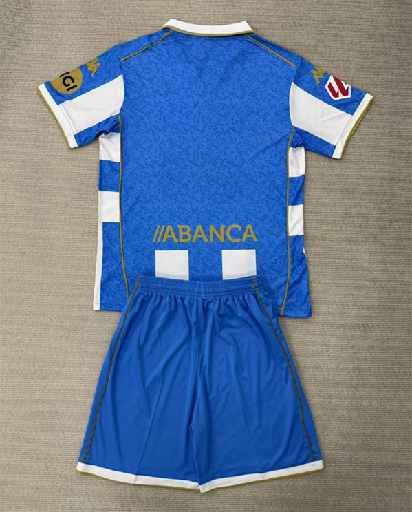 2025-2026 Deportivo La Coruña Home White&Blue Kids/Youth Soccer Uniform-AY