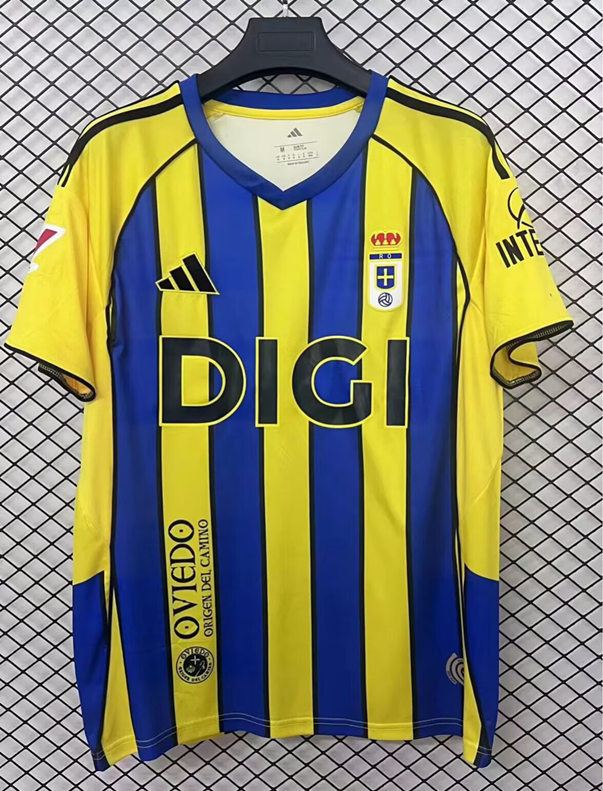 (S-4XL) 2025-2026 Real Oviedo Away Yellow&Blue Thailand Soccer Jersey AAA-2044