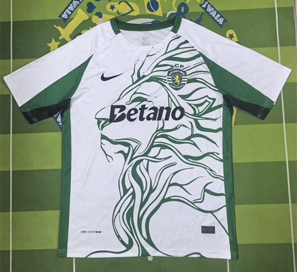 (S-4XL) 2025-2026 Lion Head Sporting Clube de Portugal White Thailand Soccer Jersey AAA-5303