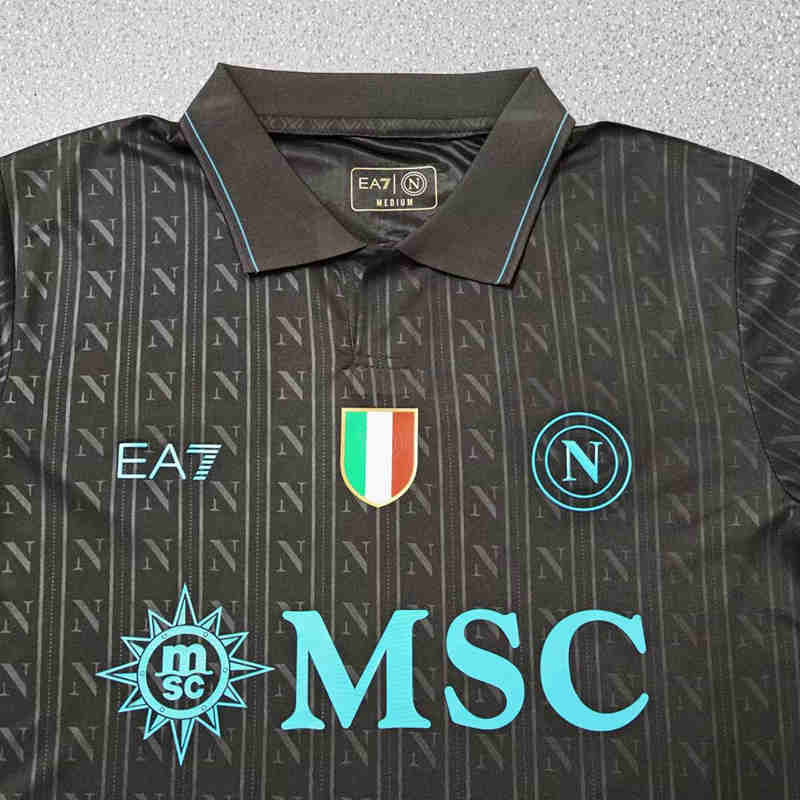 (S-4XL) 2025-2026 Napoli 2nd Away Black Thailand Soccer Jersey AAA-818