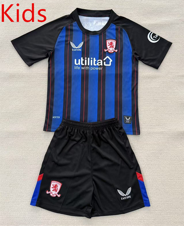 2025-2026 Middlesbrough Away Blue&Black Kid/Youth Soccer Uniform-AY