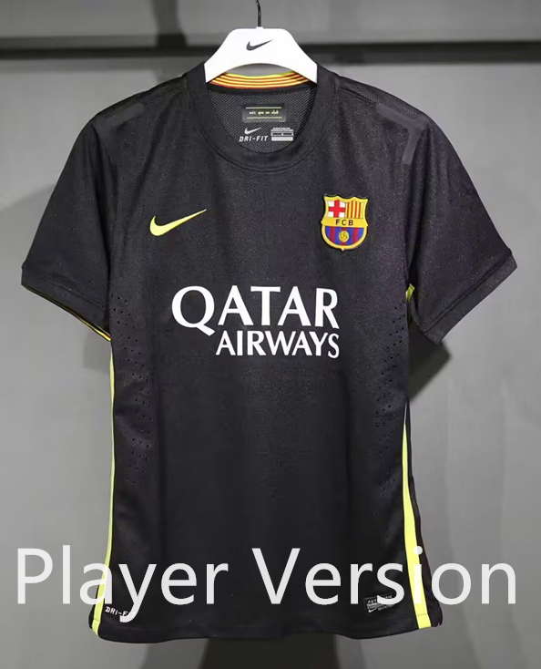 S-3XL) Retro Player Version 2013-2014 Barcelona 2nd Away BlackSoccer Jersey-4563