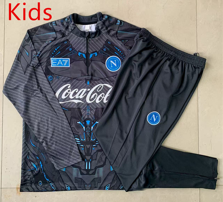2025-2026 Napoli Dark Gray Inkjet Kids/Youth Soccer Tracksuit-815