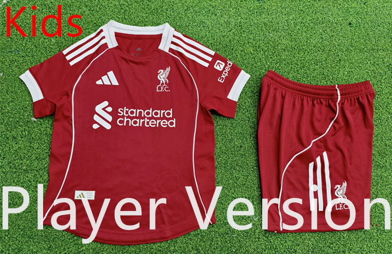 Player Version 2025-2026 Liverpool Home Red Kids/Youth Soccer Uniform-9926