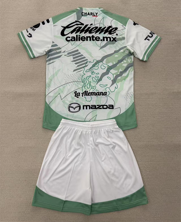 2025-2026 Club León Away White&Green Kids/Youth Soccer Uniform-AY