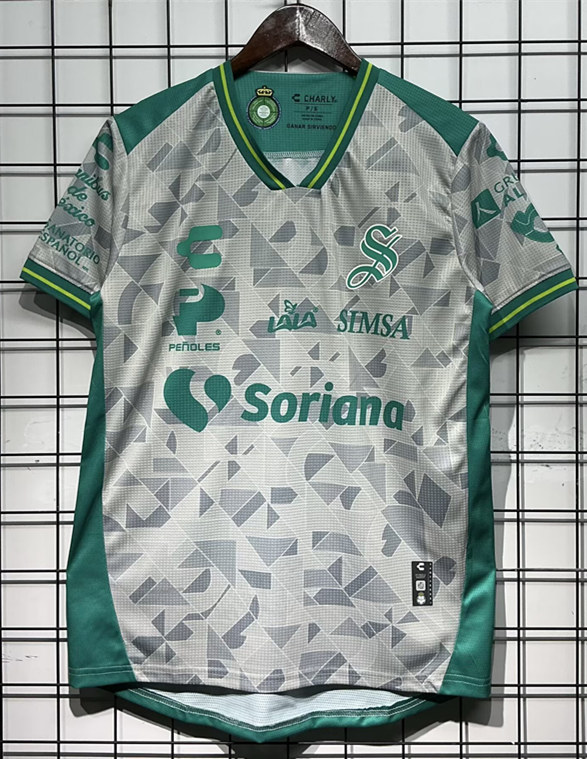 (S-4XL) 2025-2026 Santos Laguna Away Grey&Green Thailand Soccer Jersey AAA-GB