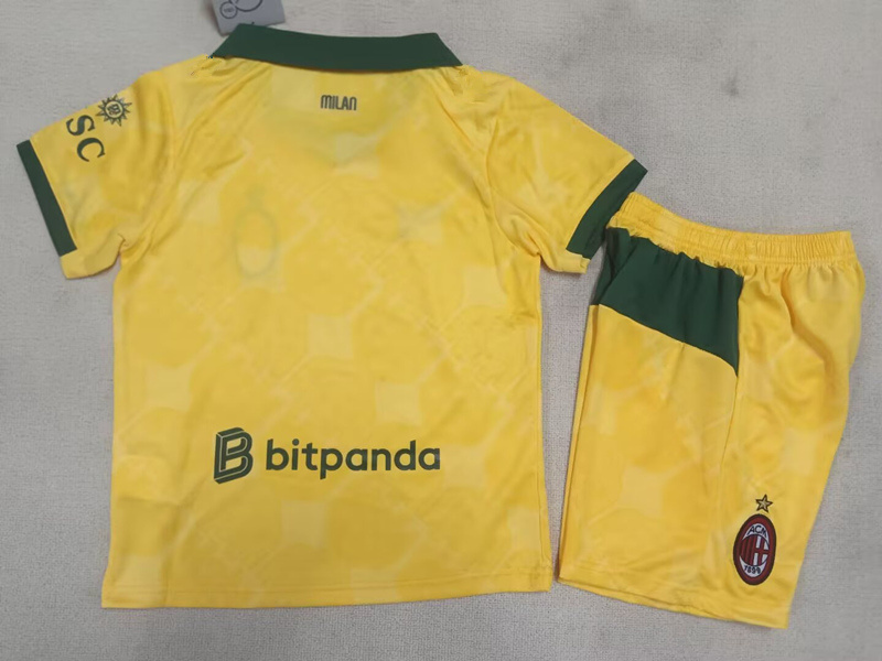 2025-2026 AC Milan 2nd Away Yellow Kids/Youth Soccer Uniform-507
