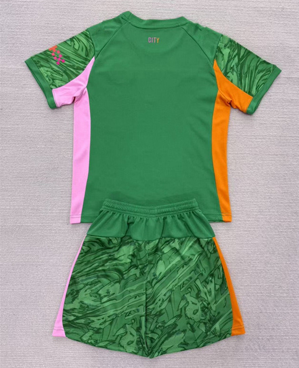 2025-2026 Manchester City Goalkeeper Green Kid/Youth Soccer Uniform-AY
