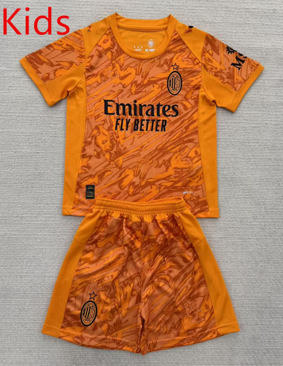 2025-2026 AC Milan Goalkeeper Orange Kids/Youth Soccer Uniform-AY