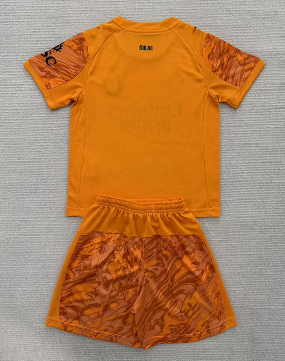 2025-2026 AC Milan Goalkeeper Orange Kids/Youth Soccer Uniform-AY
