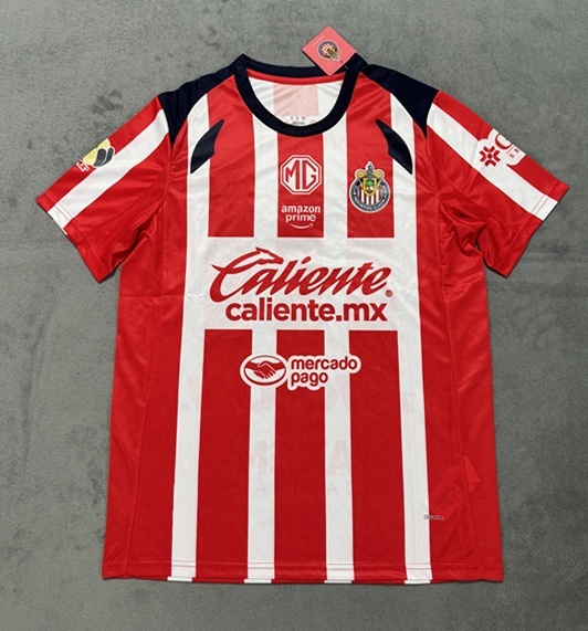 (S-4XL) With Patch 2025-2026 Deportivo Guadalajara Home Red Thailand Soccer Jersey AAA-4506