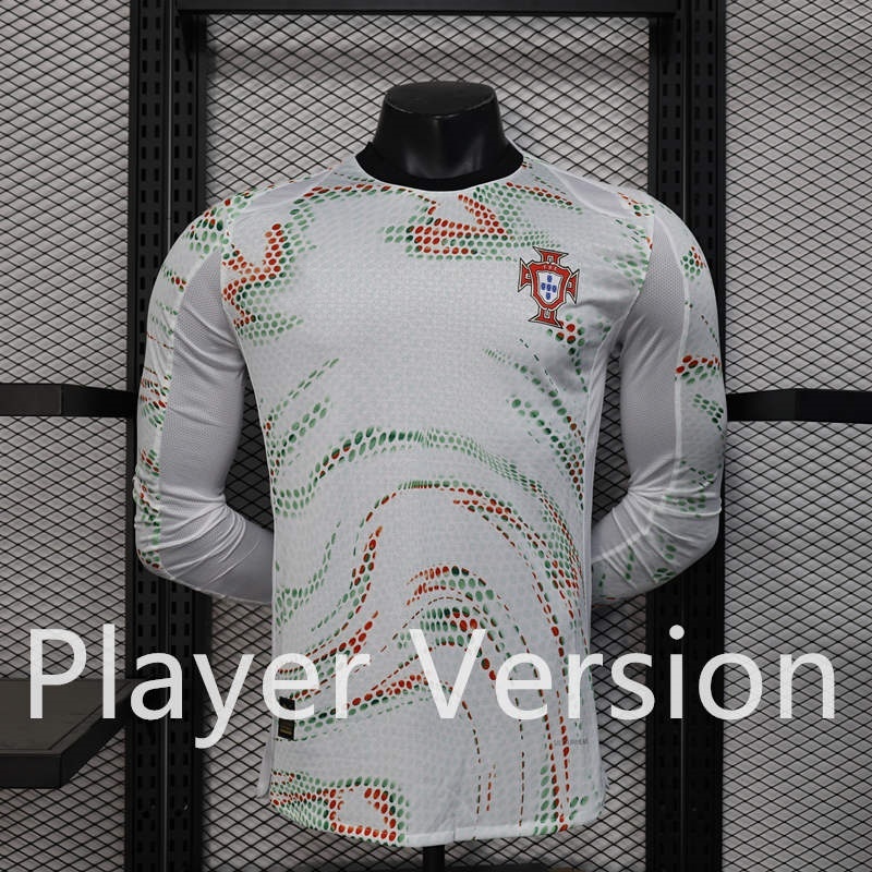 Player Version 2025-26 Portugal Away White LS Thailand Soccer Jersey AAA-888