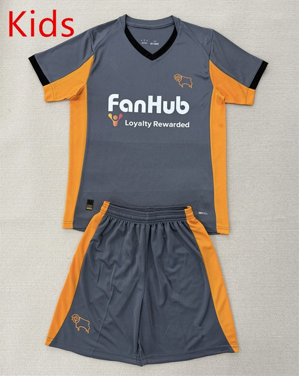 2025-2026 Derby County Away Grey Kids/Youth Soccer Unifrom-AY