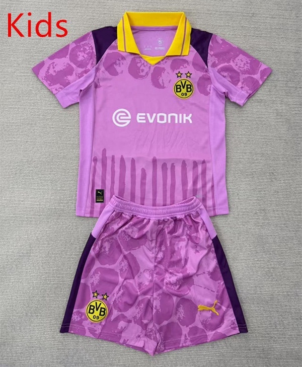 2025-2026 Borussia Dortmund Goalkeeper Purple Kids/Youth Soccer Uniform-AY