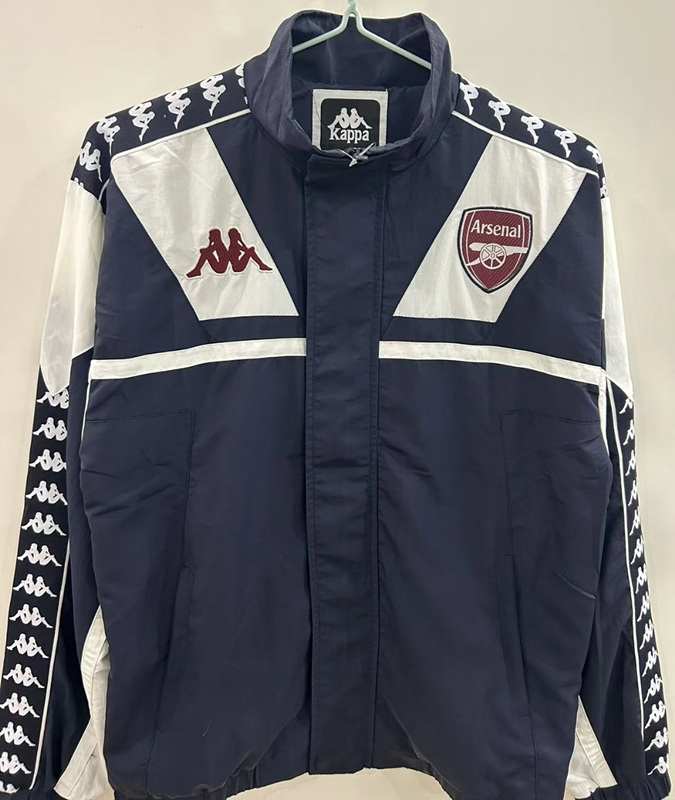 Retro Version 1967 Arsenal Black Embroidered Full Rainproof Thailand Soccer Trench Coat-0255