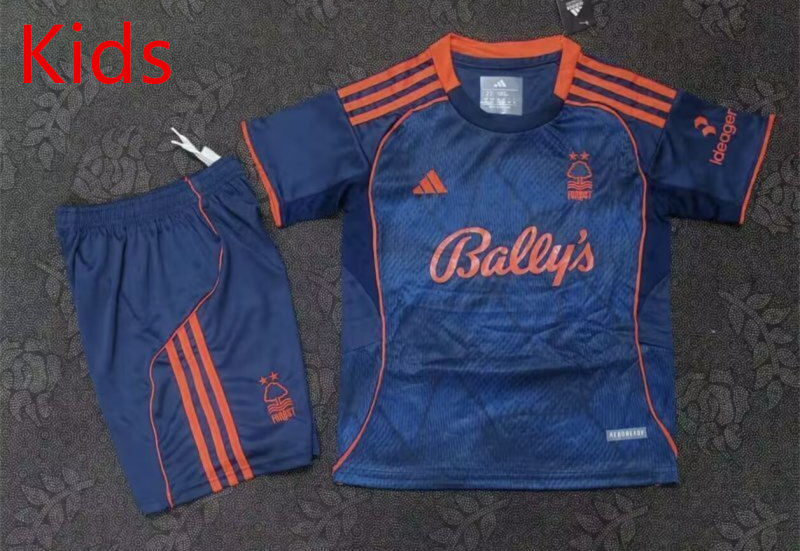 2025-2026 Nottingham Forest 2nd Away Blue Kid/Youth Soccer Uniform