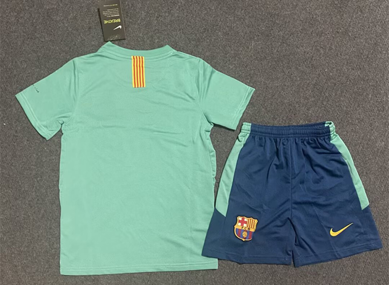 Retro Version 2010-2011 Barcelona 2nd Away Green Kid/Youth Soccer Uniform-5074