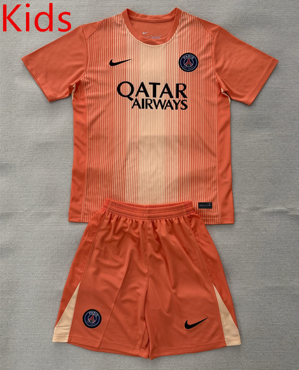 2025-2026 Paris SG Goalkeeper Orange Kids/Youth Soccer Uniform-AY