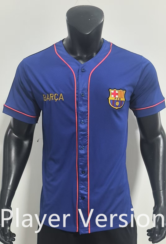 Player Version 2025-2026 Barcelona Blue Thailand Soccer Baseball Jersey AAA-SJ