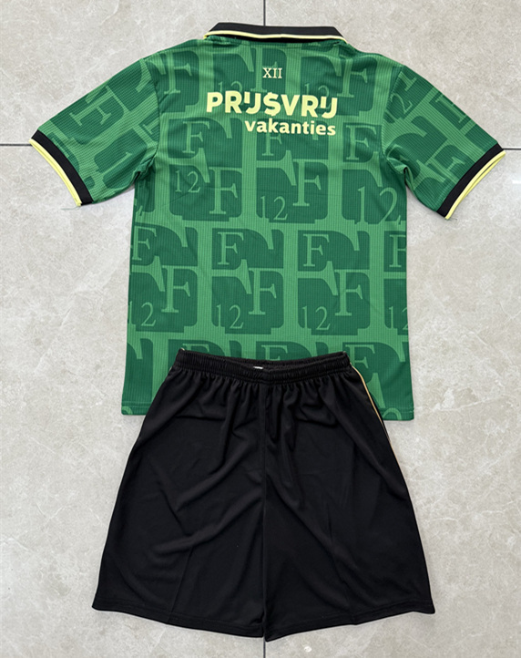 2025-2026 Feyenoord Rotterdam 4th Away Green Kids/Youth Soccer Uniform-AY