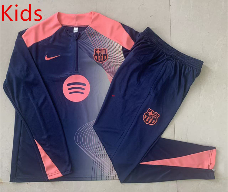 25-26 Barcelona Royal Blue Kids/Youth Soccer Tracksuit -815