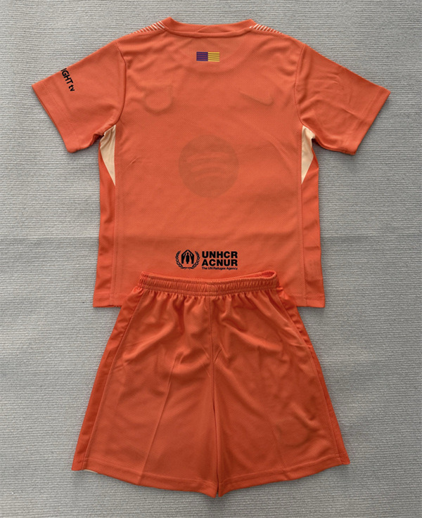 2025-2026 Barcelona Goalkeeper Orange Kids/Youth Soccer Uniform-AY