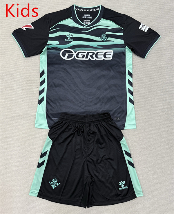2025-2026 Real Betis 2nd Away Black&Green Kids/Youth Soccer Unifrom-AY
