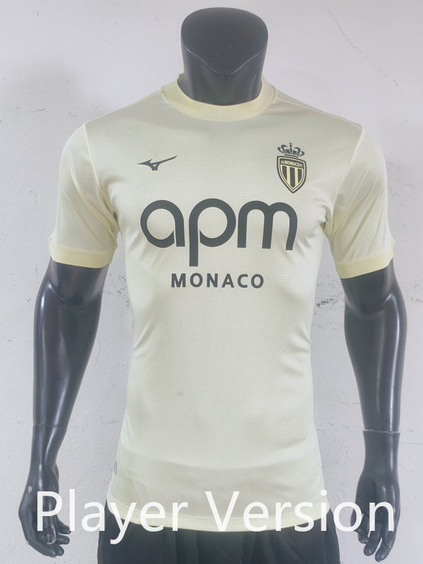 Player Version 2025-2026 Monaco 2nd Away Light Yellow Thailand Soccer Jersey AAA-0871