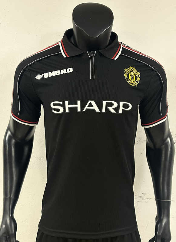 Retro Version 1998-1999 Manchester United Away Black Thailand Soccer Jersey-3685lack Thailand Soccer Jersey-3685