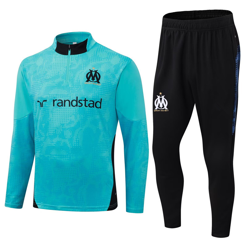 2025-2026 Olympique de Marseille Light Blue Thailand Soccer Tracksuit-411