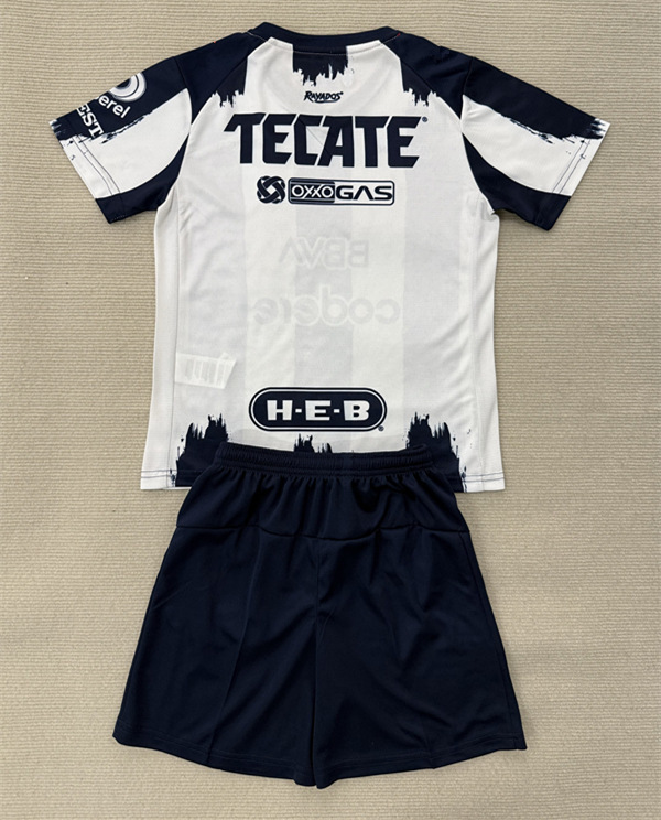 2025-2026 Monterrey Home White&Blue Kids/Youth Soccer Uniform-AY