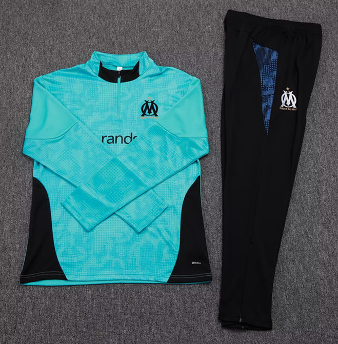 2025-2026 Olympique de Marseille Light Blue Thailand Soccer Tracksuit-411