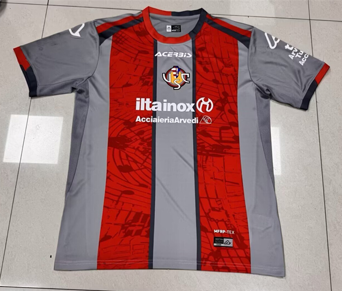 (S-4XL) 2025-2026 Cremonese Home Grey&Red Thailand Soccer Jersey AAA-GB