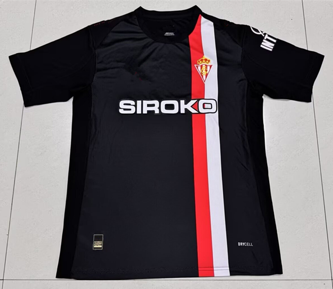 (S-4XL) 2025-2026 Sporting de Gijón Away Black Thailand Soccer Jersey AAA-GB