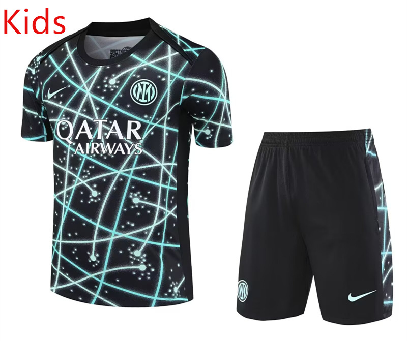 2025-2026 Inter Milan Black&Blue Training Kids/Youth Soccer Uniform-418