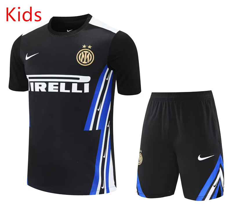 2025-2026 Inter Milan Beige&Black Training Kids/Youth Soccer Uniform-418