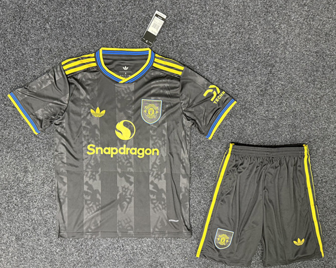 2025-2026 correct version Manchester United 2nd Away Black Thailand Soccer Uniform-5526