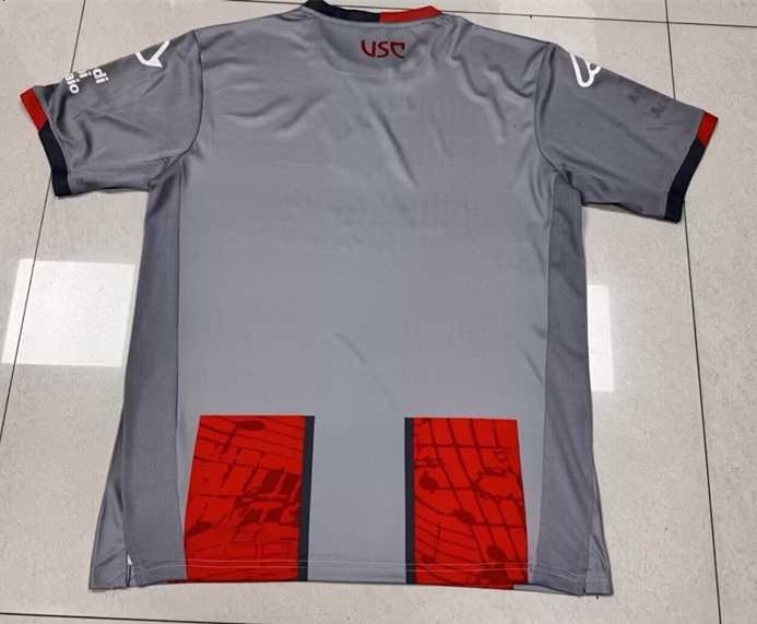 (S-4XL) 2025-2026 Cremonese Home Grey&Red Thailand Soccer Jersey AAA-GB
