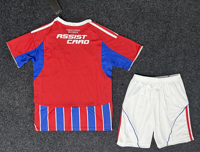 2025-2026 CD Colo-Colo Second Away Red&Blue kids Soccer Uniform-5526