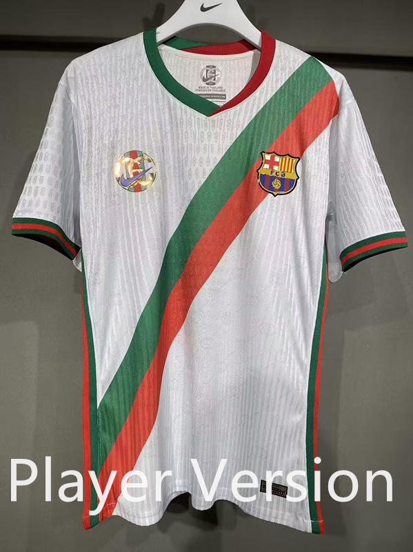 (S-3XL) Player Version 2025-2026 Joint Version Barcelona White Thailand Soccer Jersey AAA-4563