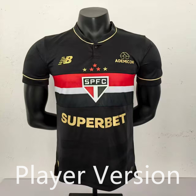 (S-4XL) Player Version 2025-2026 Sao Paulo Futebol Clube 2nd Away Black Thailand Soccer Jersey AAA-908