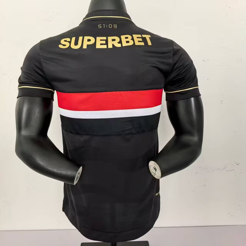 (S-4XL) Player Version 2025-2026 Sao Paulo Futebol Clube 2nd Away Black Thailand Soccer Jersey AAA-908