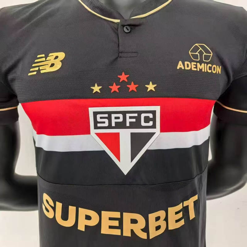 (S-4XL) Player Version 2025-2026 Sao Paulo Futebol Clube 2nd Away Black Thailand Soccer Jersey AAA-908