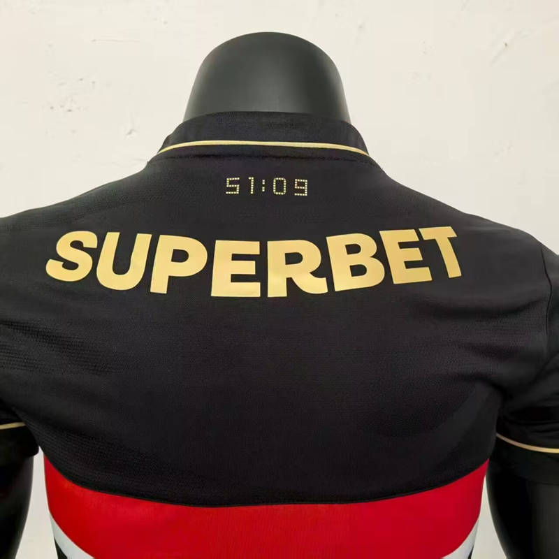 (S-4XL) Player Version 2025-2026 Sao Paulo Futebol Clube 2nd Away Black Thailand Soccer Jersey AAA-908