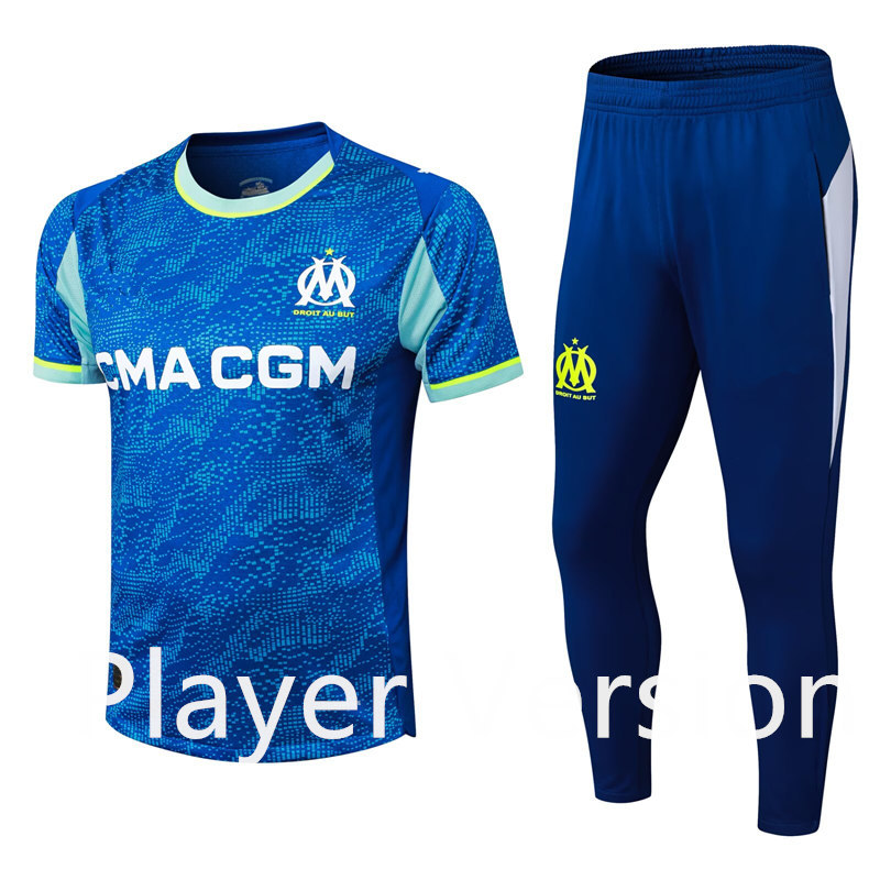 Player Version 2025-2026 Olympique Marseille Blue Training Thailand Soccer Tracksuit-9926