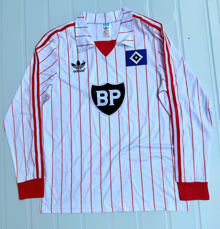 Retro Version 1982-1983 Hamburger SV Home White LS Thailand Soccer Jersey AAA-503