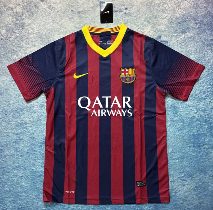 Retro Version 2013-2014 Barcelona Home Blue&Red Thailand Soccer Jersey AAA-6590