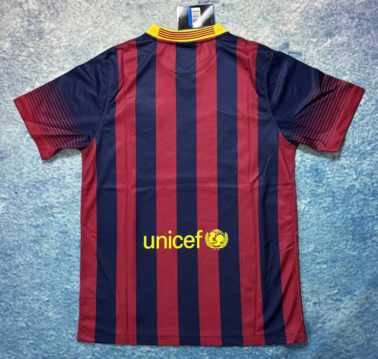 Retro Version 2013-2014 Barcelona Home Blue&Red Thailand Soccer Jersey AAA-6590